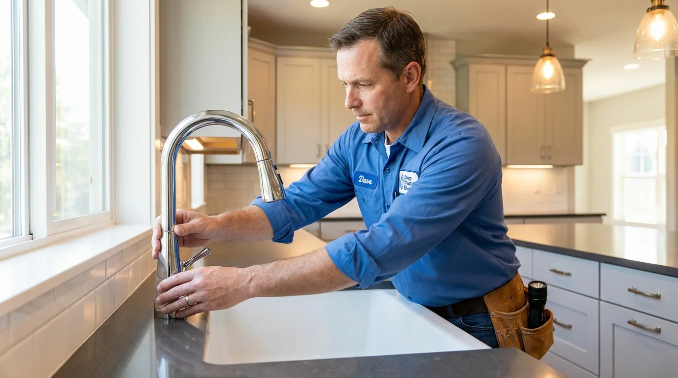 Kitchen faucet installation by Johns Plumbing LLC in Mediapolis