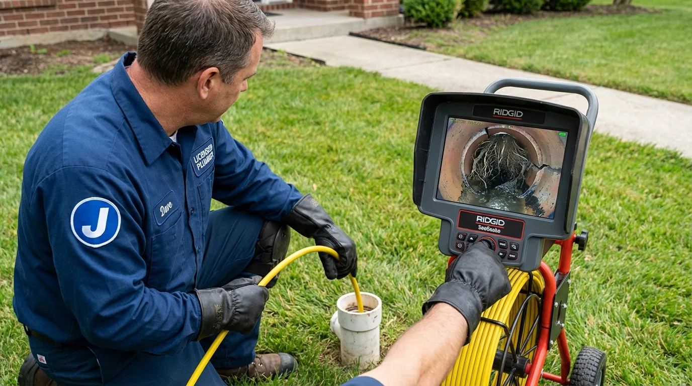 Sewer camera inspection being performed by Johns Plumbing LLC in Mediapolis