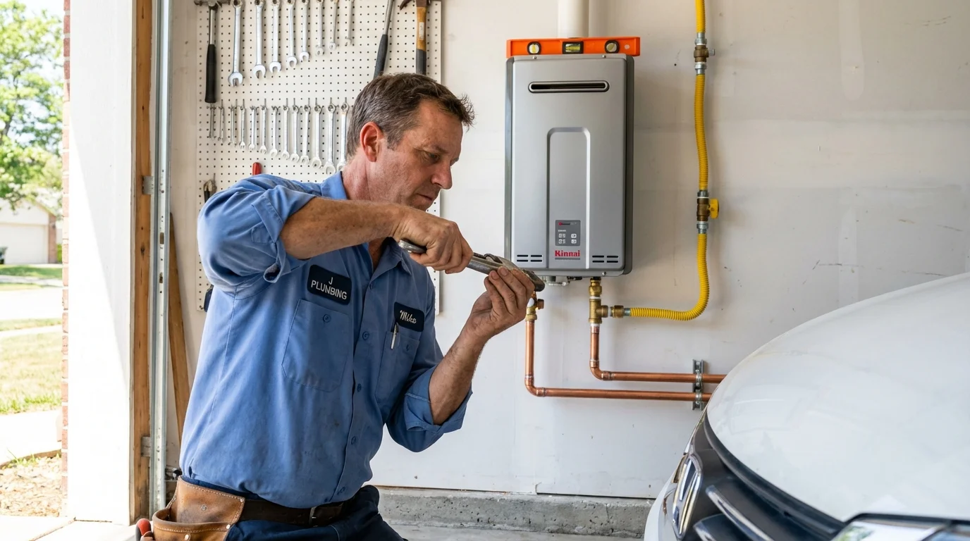 Tankless water heater installation by a Johns Plumbing LLC plumber in Mediapolis